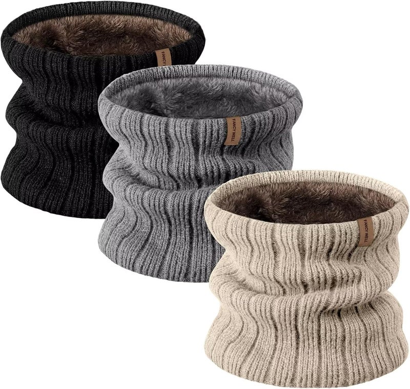 FANCY WELL Winter Neck Gaiter for Men – 3 Pack Ski Neck Warmer, Fleece Face Mask Cover, Cold Weather Neck, Neck Warmers - Image 1